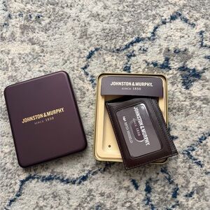 NIB Johnston & Murphy Dark Brown RFID Card Holder
